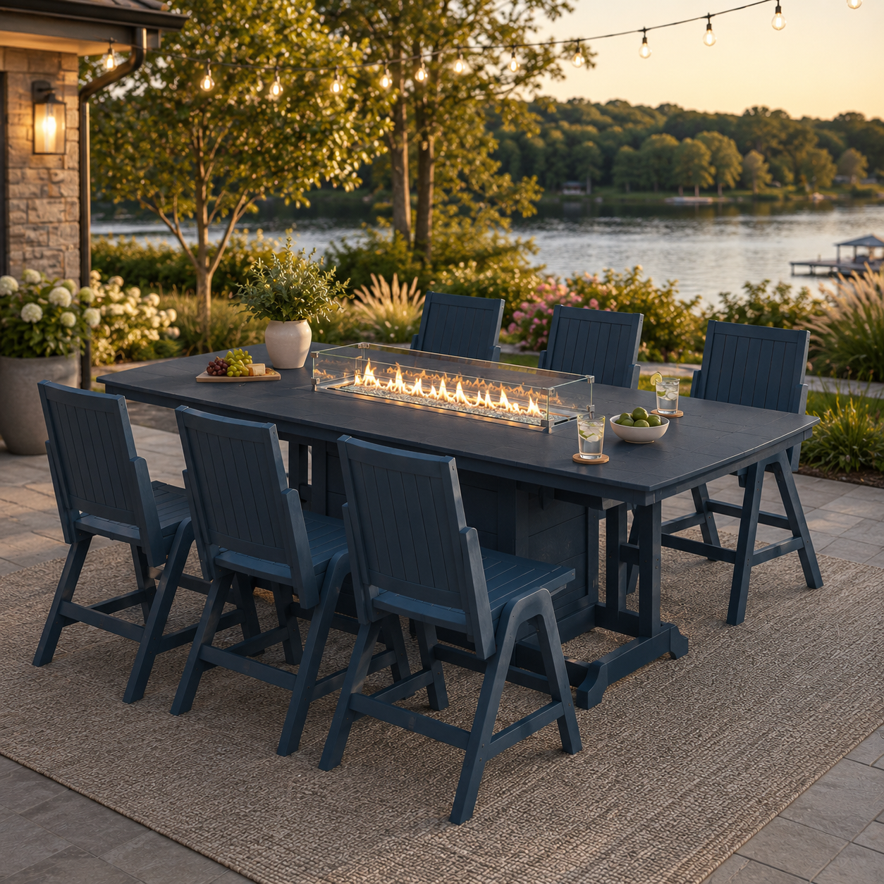 Berlin Gardens Garden Classic Outdoor Poly Lumber Fire Pit Bar Table