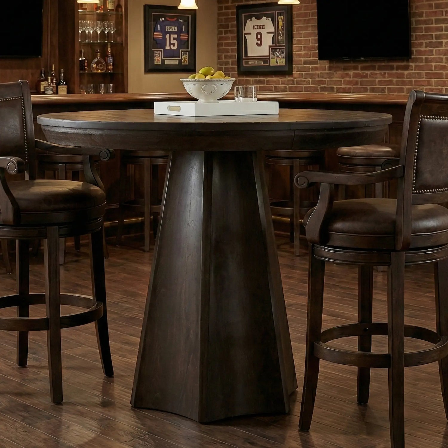 Hoosier Timbercraft Fulton Bar Height Pedestal Table