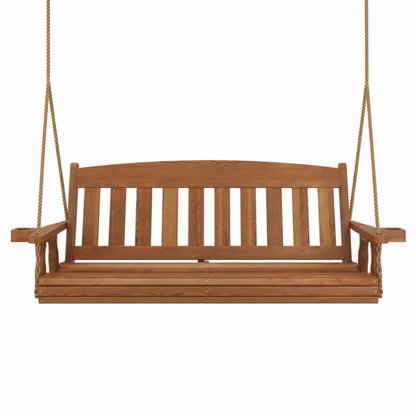 Amish Casual 5 Foot Oak Stain Mission Porch Swing with Clearcoat