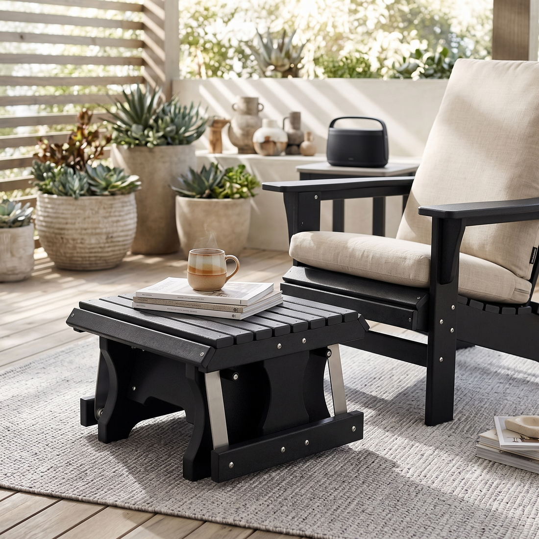 Berlin Gardens Outdoor Poly Lumber Gliding Footstool