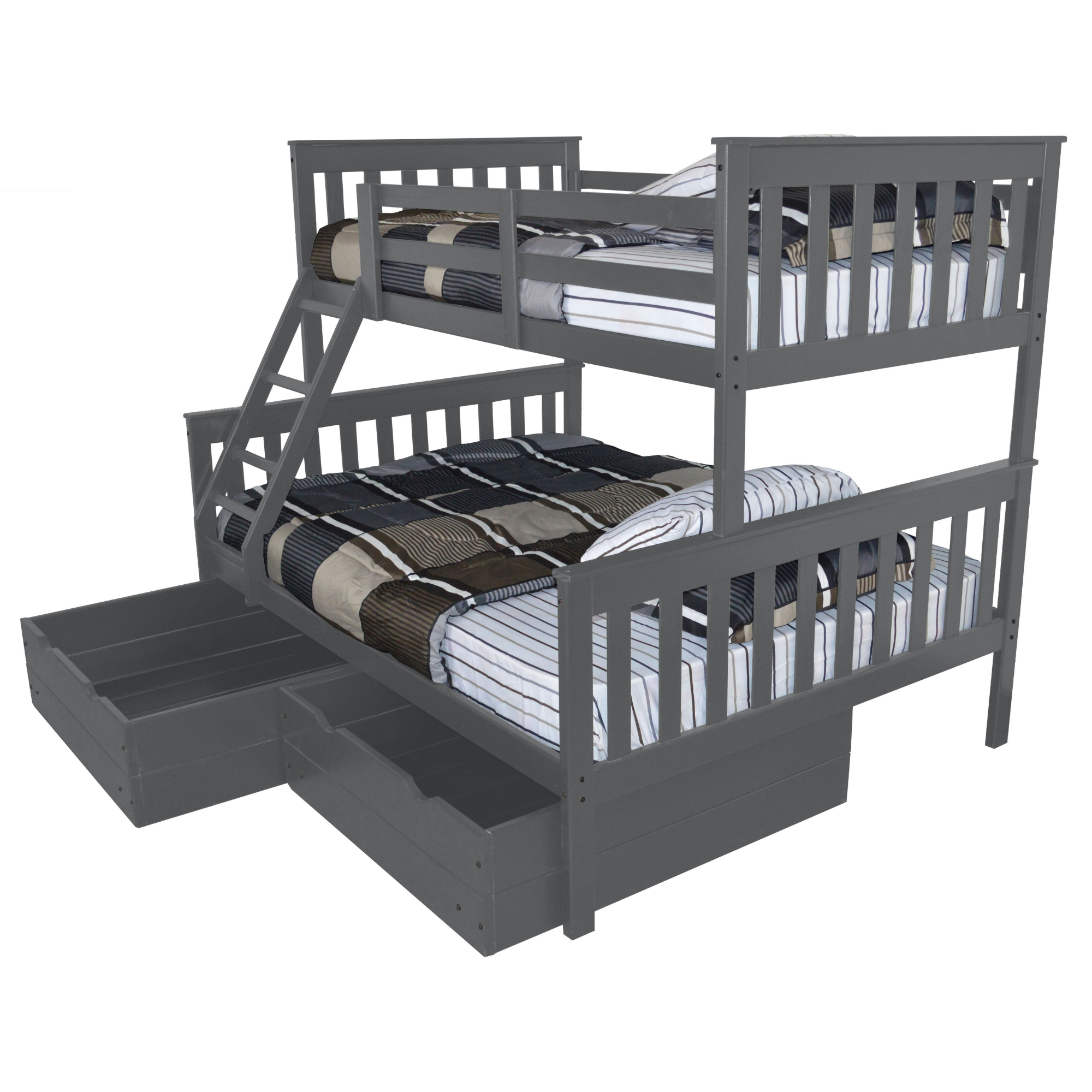 Versaloft Mission Amish Made Twin-Over-Full Bunk Bed Frame with 2-Piece Drawers