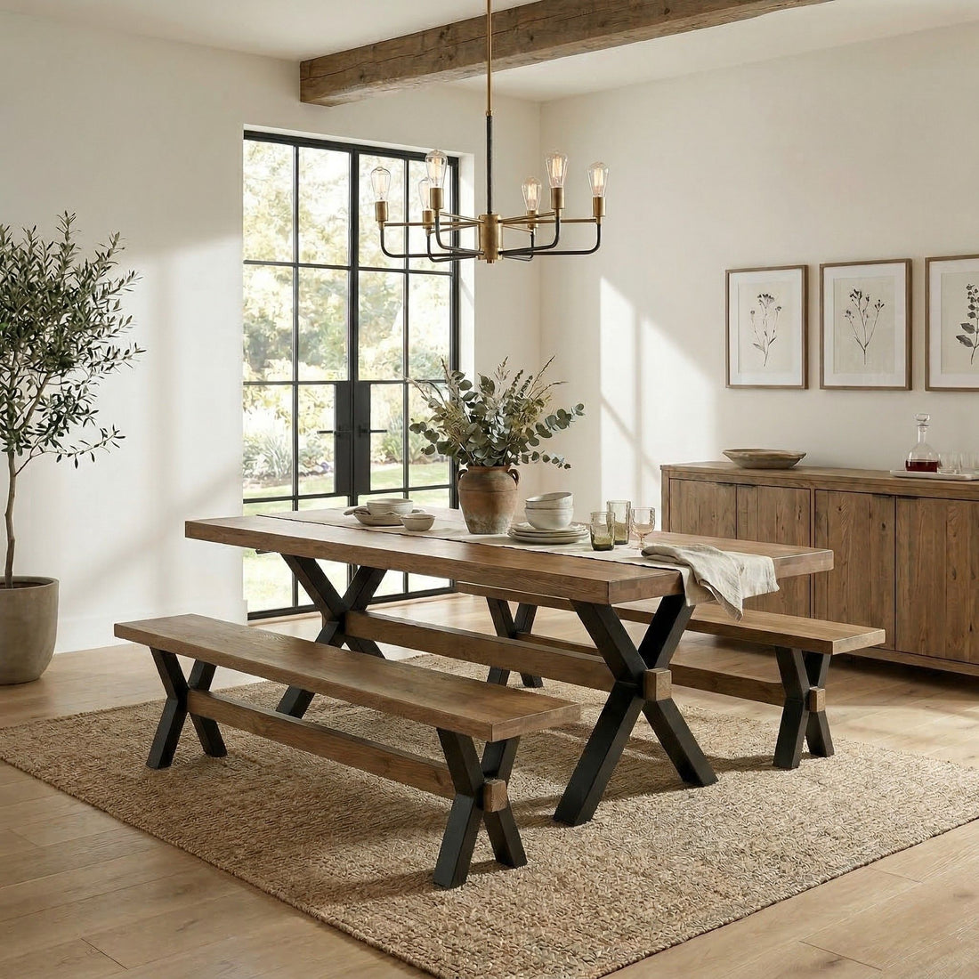 Hoosier Timbercraft Prairie Rusting Walnut Dining Bench