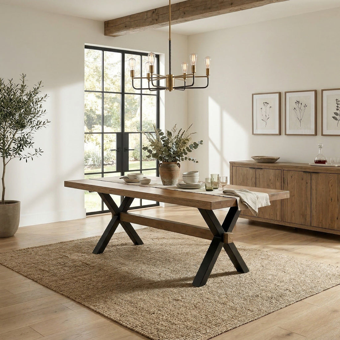 Hoosier Timbercraft Prairie Rustic Walnut Dining Table