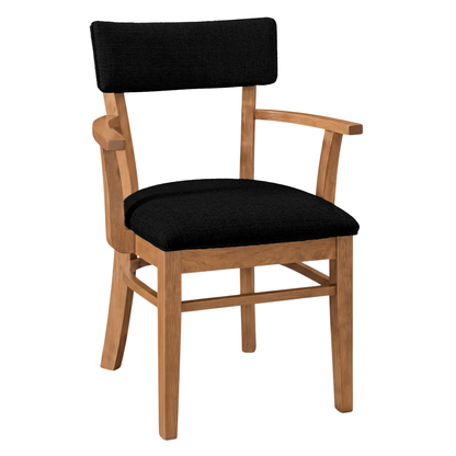 Hoosier Timbercraft Miller Upholstered Arm Maple Dining Chair