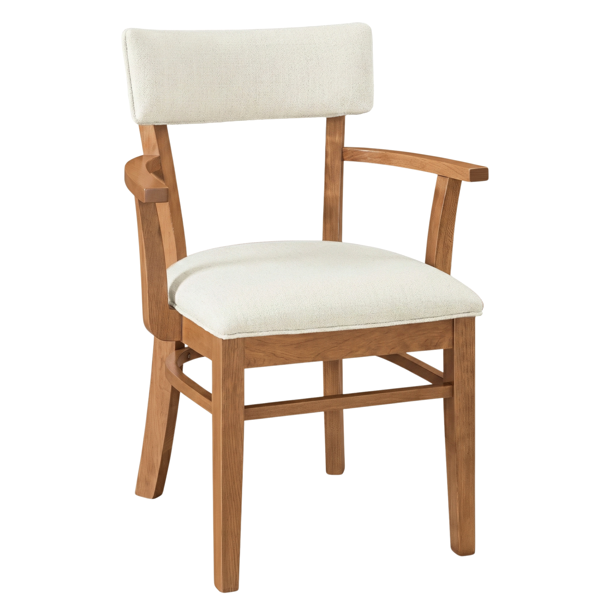 Hoosier Timbercraft Miller Upholstered Arm Maple Dining Chair