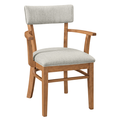 Hoosier Timbercraft Miller Upholstered Arm Maple Dining Chair