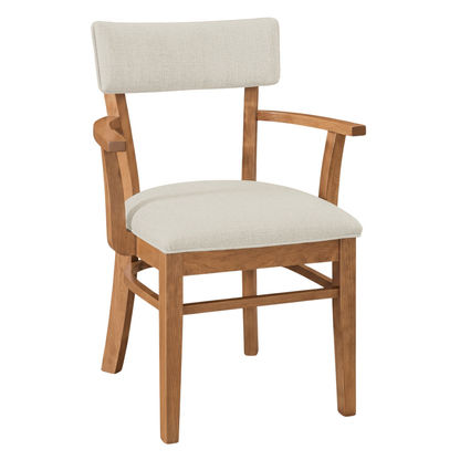 Hoosier Timbercraft Miller Upholstered Arm Maple Dining Chair