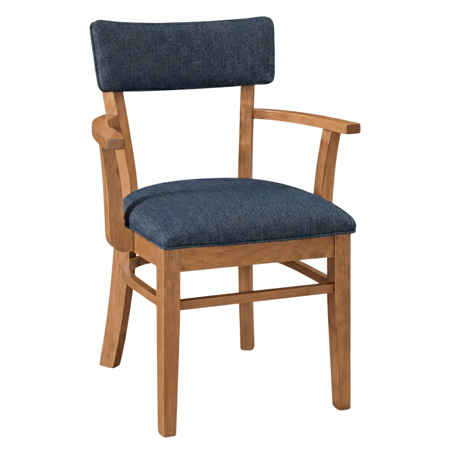 Hoosier Timbercraft Miller Upholstered Arm Maple Dining Chair