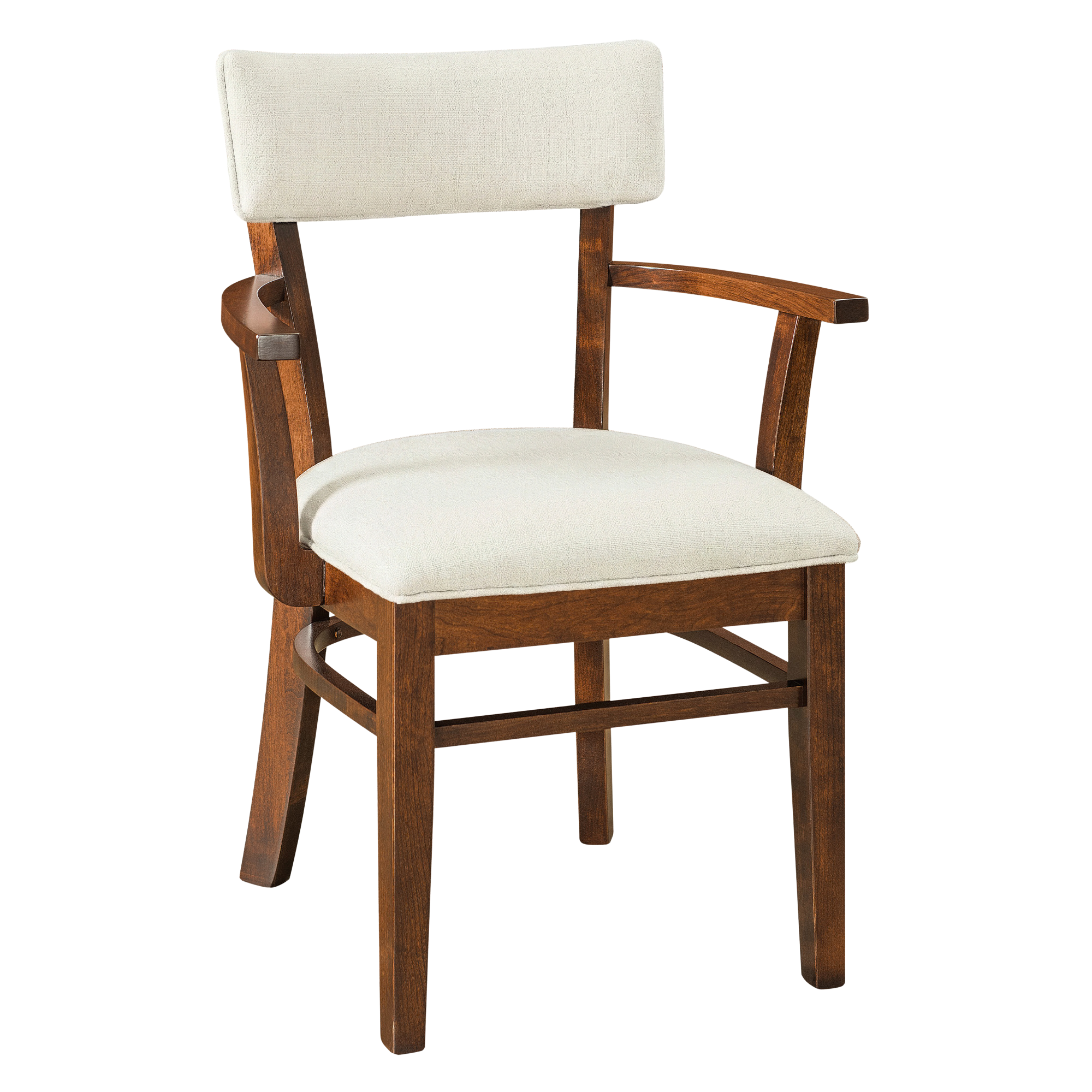 Hoosier Timbercraft Miller Upholstered Arm Maple Dining Chair