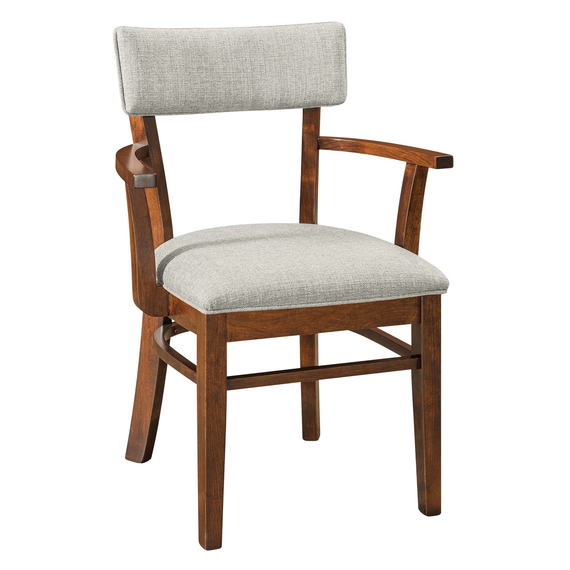 Hoosier Timbercraft Miller Upholstered Arm Maple Dining Chair