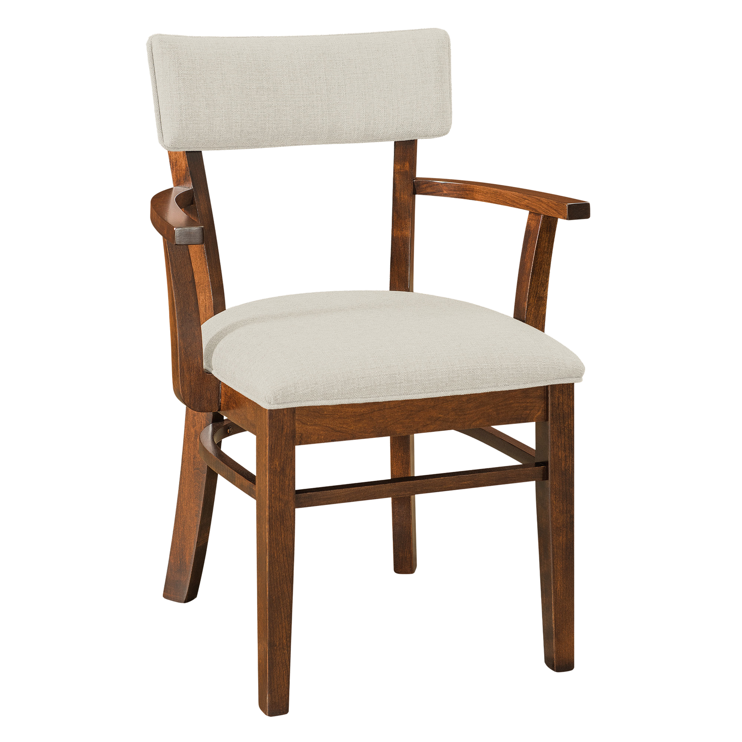 Hoosier Timbercraft Miller Upholstered Arm Maple Dining Chair
