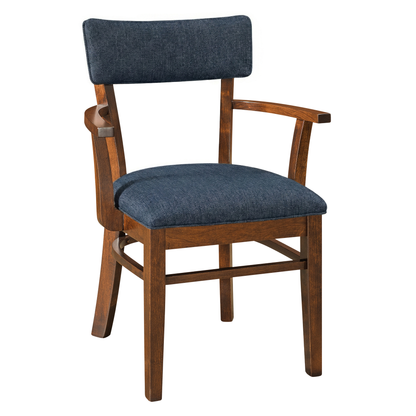 Hoosier Timbercraft Miller Upholstered Arm Maple Dining Chair