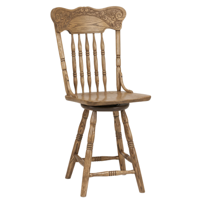 Hoosier Timbercraft Merriam Oak Amish Swivel Barstool