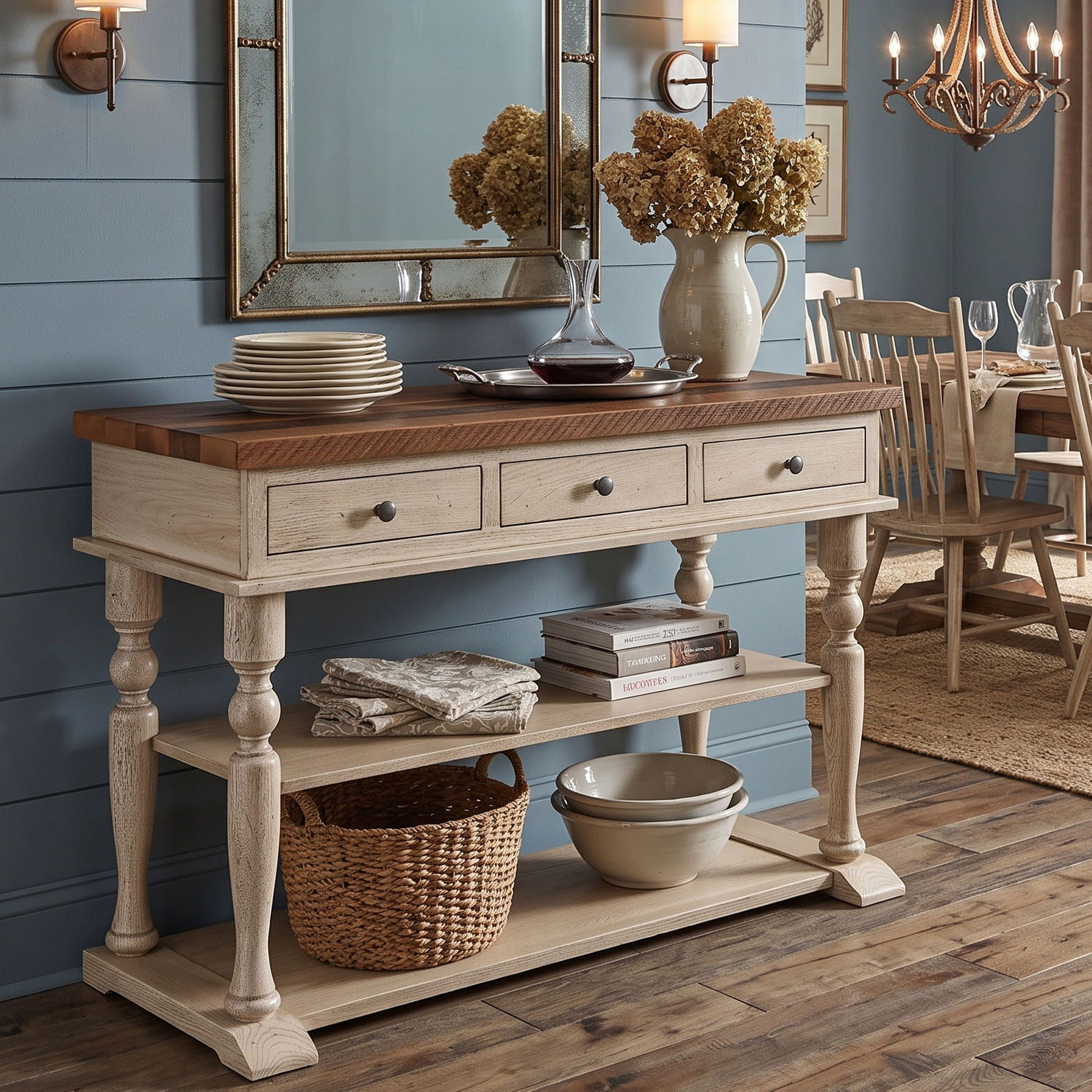 Hoosier Timbercraft Reclaimed Oak Barnwood Console Server Table