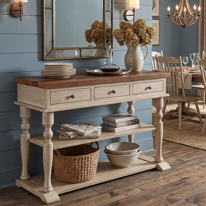 Hoosier Timbercraft Reclaimed Oak Barnwood Console Server Table