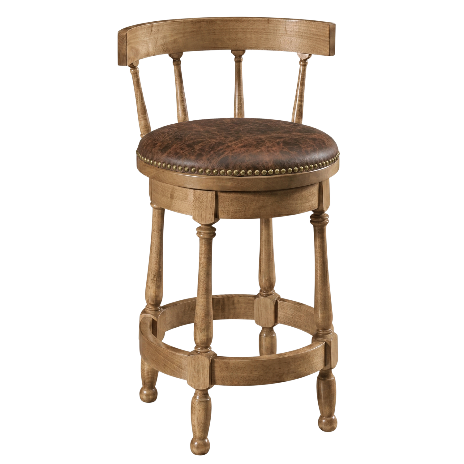 Hoosier Timbercraft Perry Maple Swivel Barstool with Easton Top