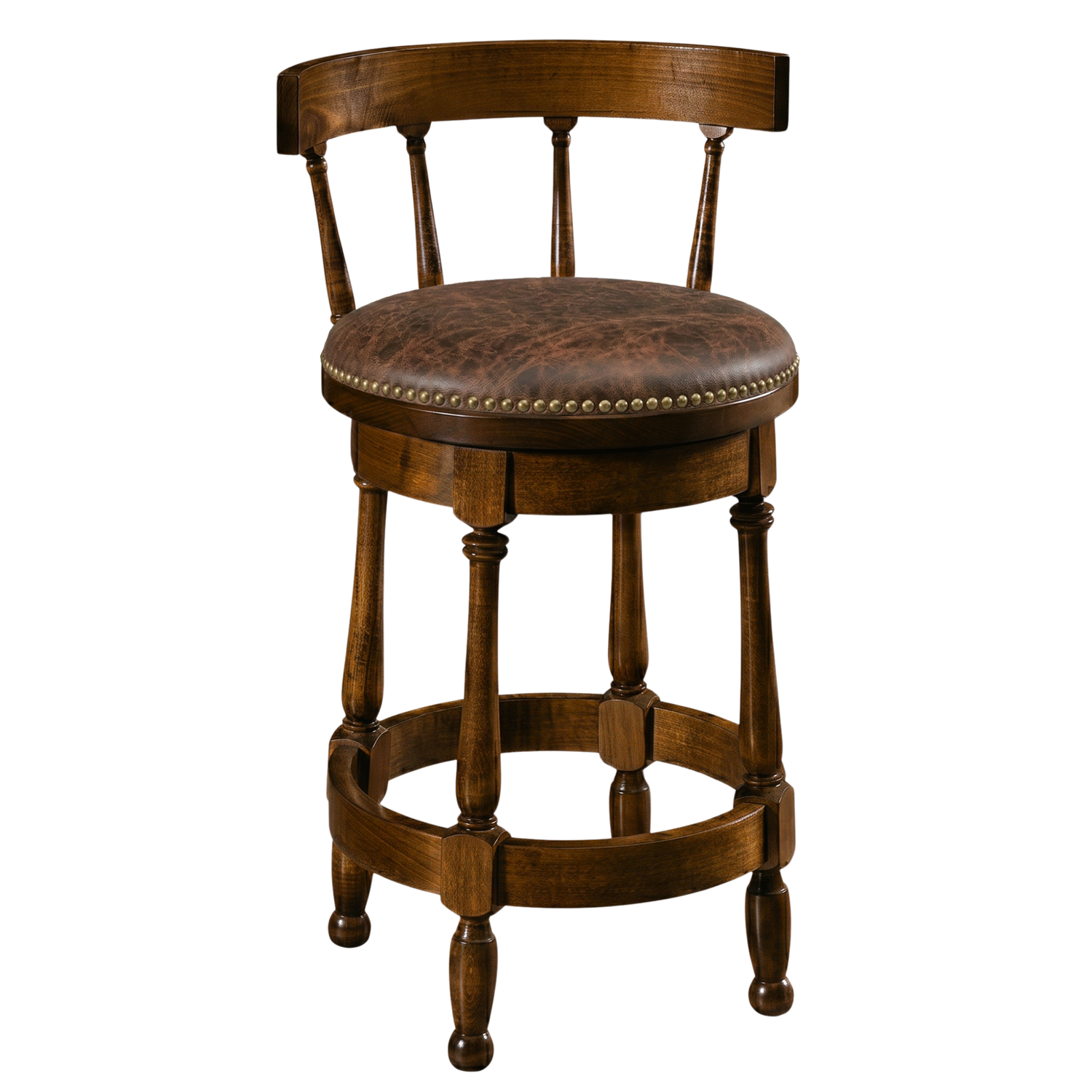 Hoosier Timbercraft Perry Maple Swivel Barstool with Easton Top