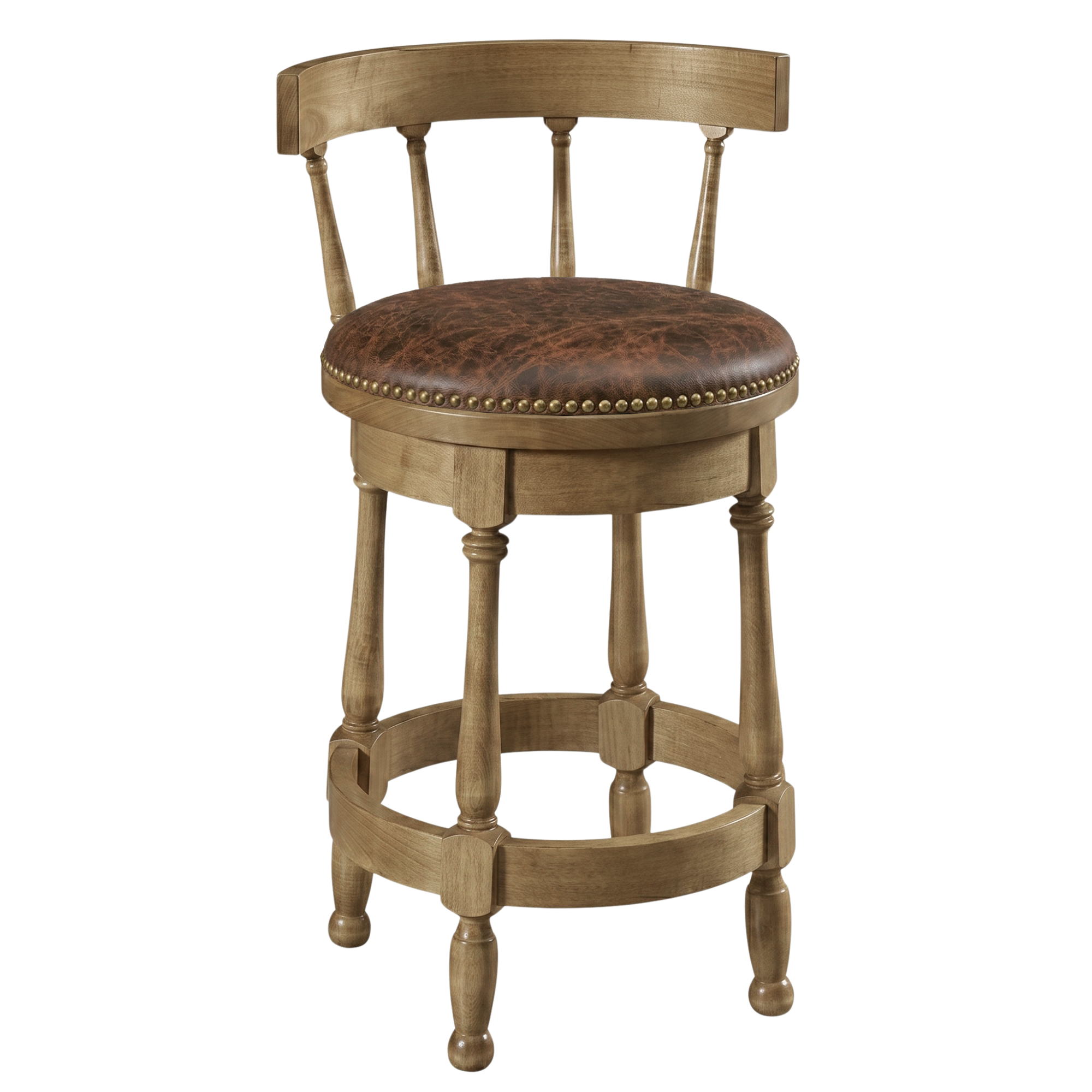 Hoosier Timbercraft Perry Maple Swivel Barstool with Easton Top