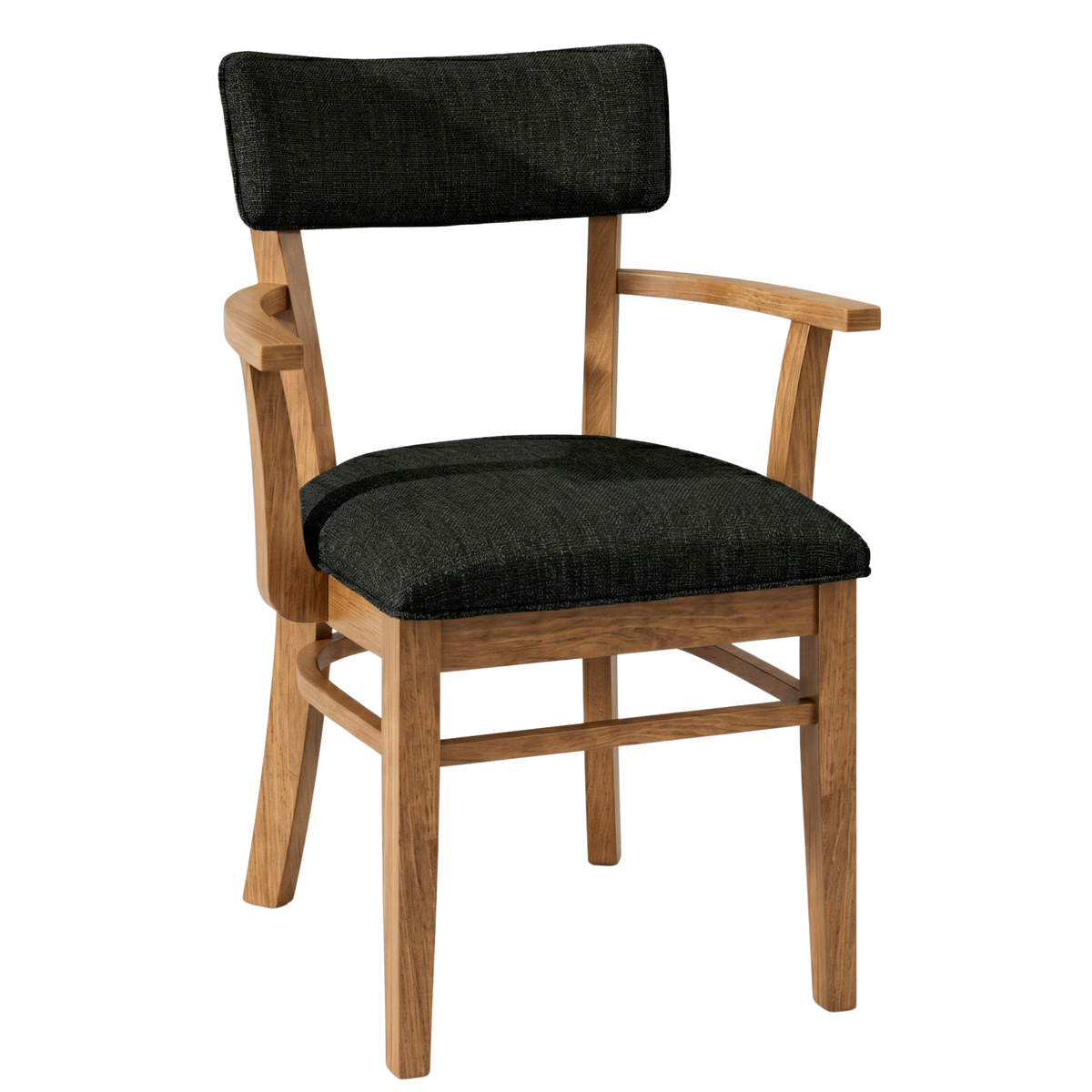 Hoosier Timbercraft Miller Upholstered Arm Maple Dining Chair