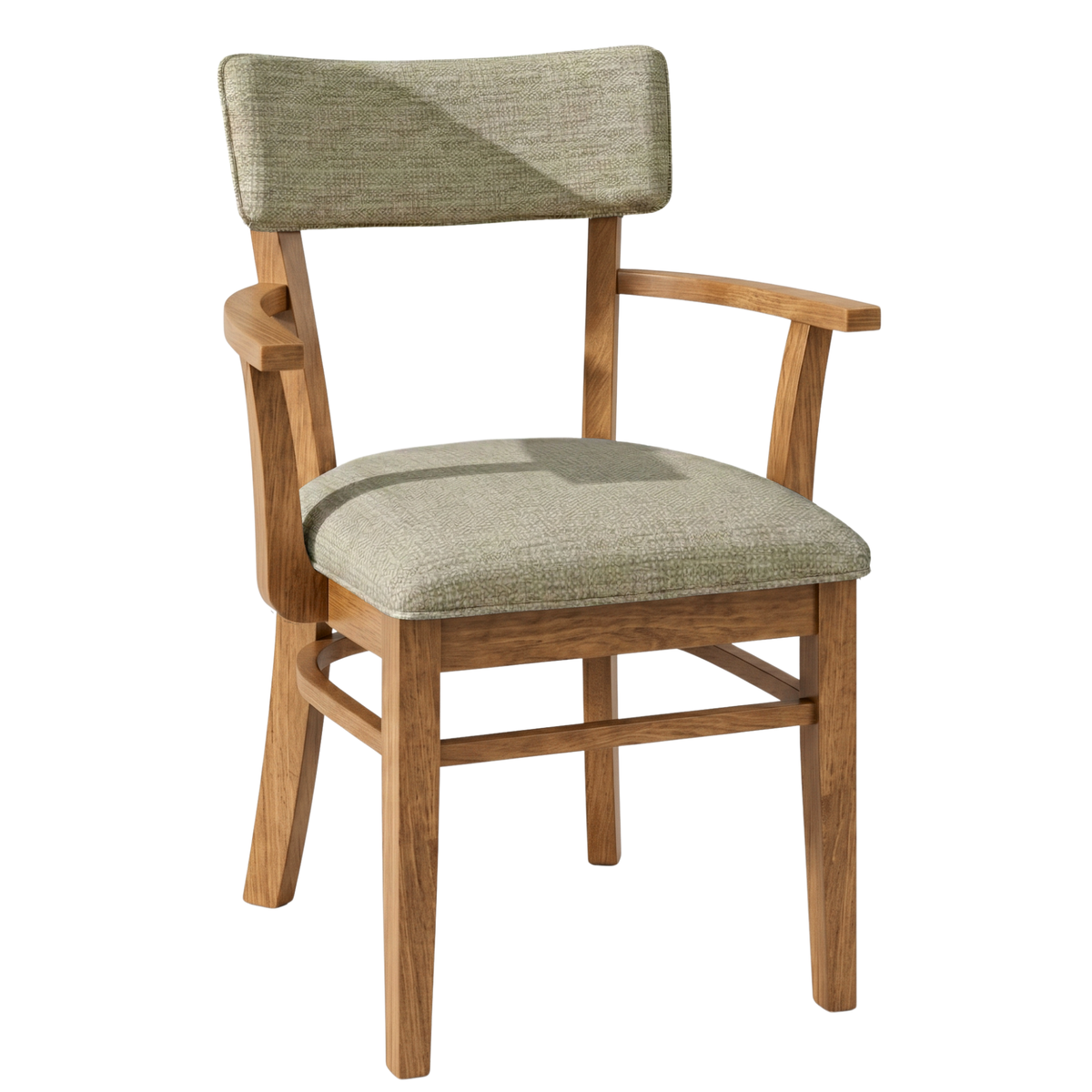 Hoosier Timbercraft Miller Upholstered Arm Maple Dining Chair