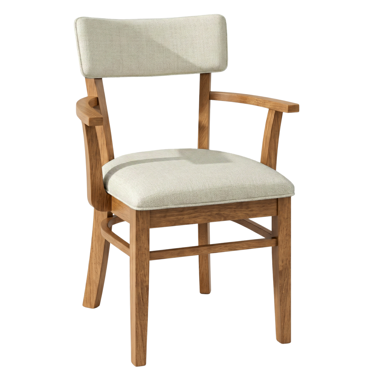 Hoosier Timbercraft Miller Upholstered Arm Maple Dining Chair