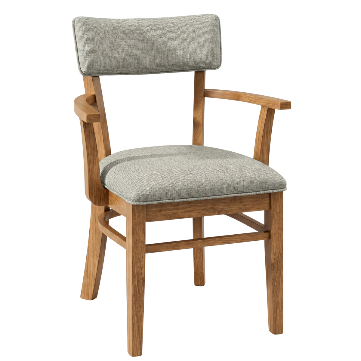 Hoosier Timbercraft Miller Upholstered Arm Maple Dining Chair