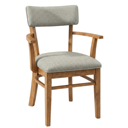 Hoosier Timbercraft Miller Upholstered Arm Maple Dining Chair