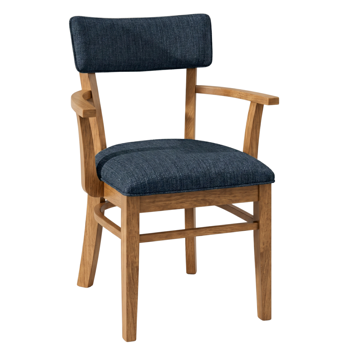 Hoosier Timbercraft Miller Upholstered Arm Maple Dining Chair