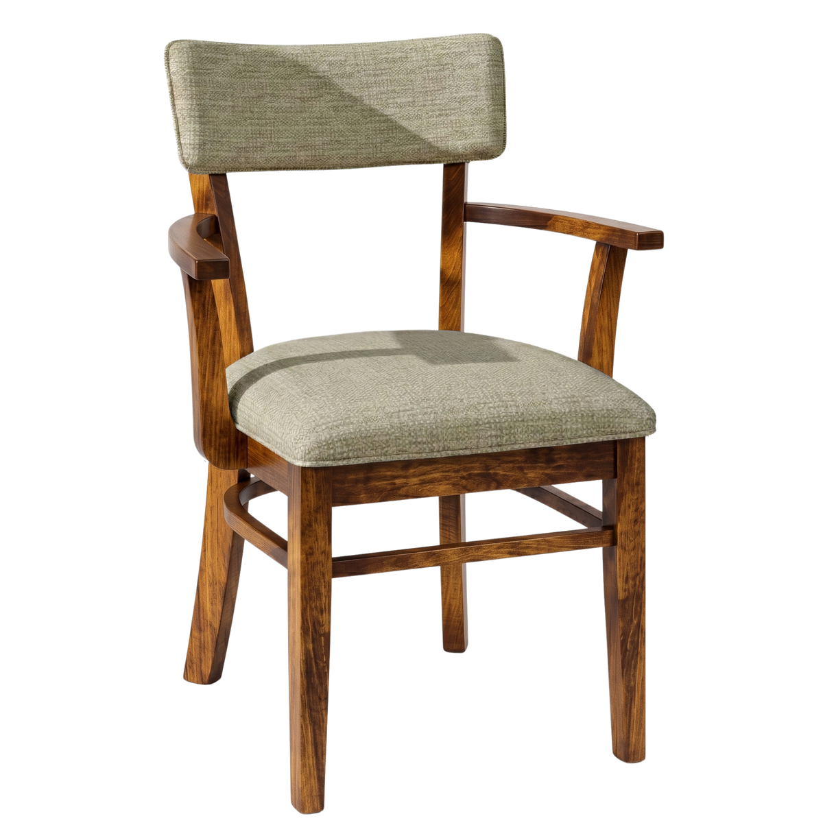Hoosier Timbercraft Miller Upholstered Arm Maple Dining Chair