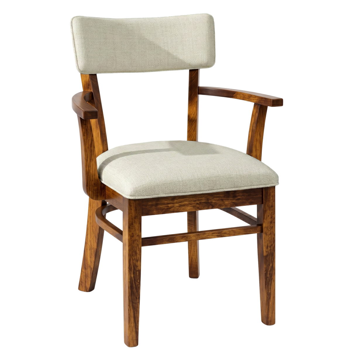 Hoosier Timbercraft Miller Upholstered Arm Maple Dining Chair