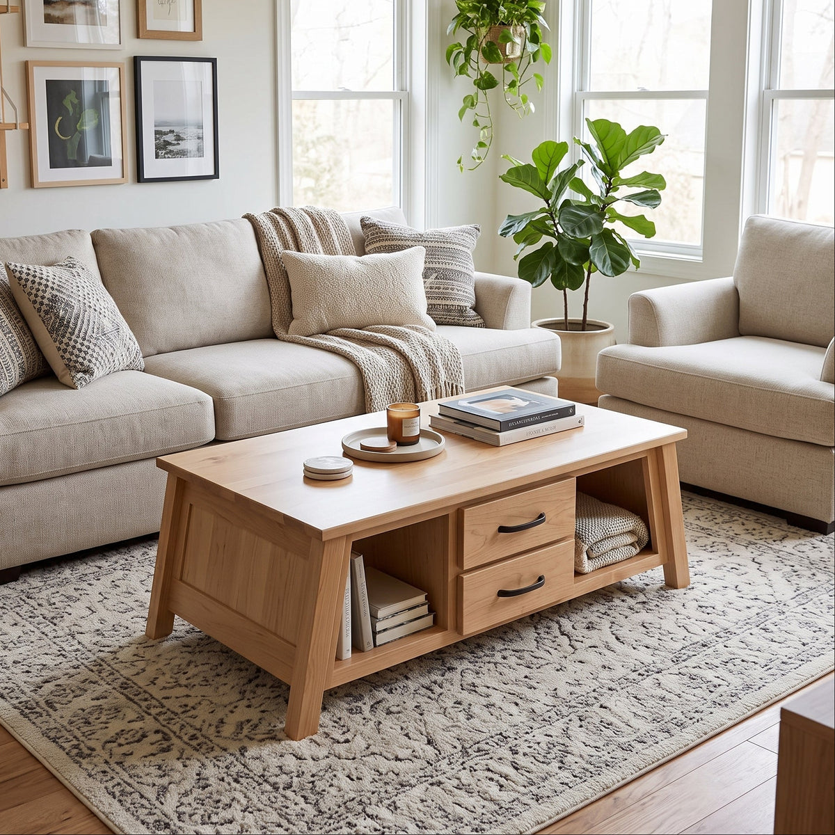 Hoosier Timbercraft Windsor Coffee Table in Granola Stain