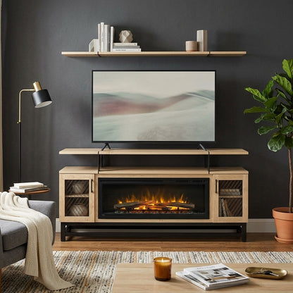 Hoosier Timbercraft Foundry Fireplace, Brown Maple, Unfinished, 84" Wide with Traditional Log