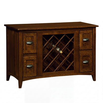 Harrington Wine Cabinet with Lattice Panel in white oak with Asbury stain, shown closed