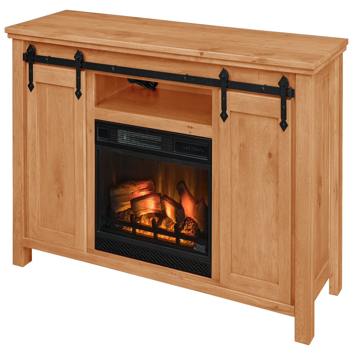 Harrow Fireplace Entertainment Center in Natural Stain