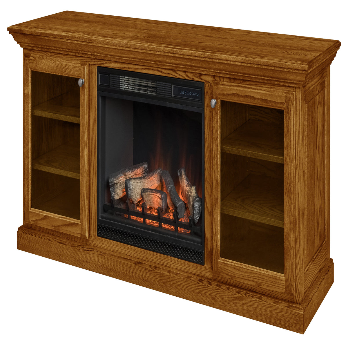 Hartwell Fireplace Entertainment Center in Golden Pecan Stain