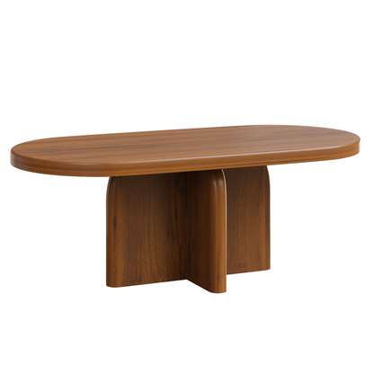 High Bank Woodworks Higley White Oak Oval Pedestal Coffee Table