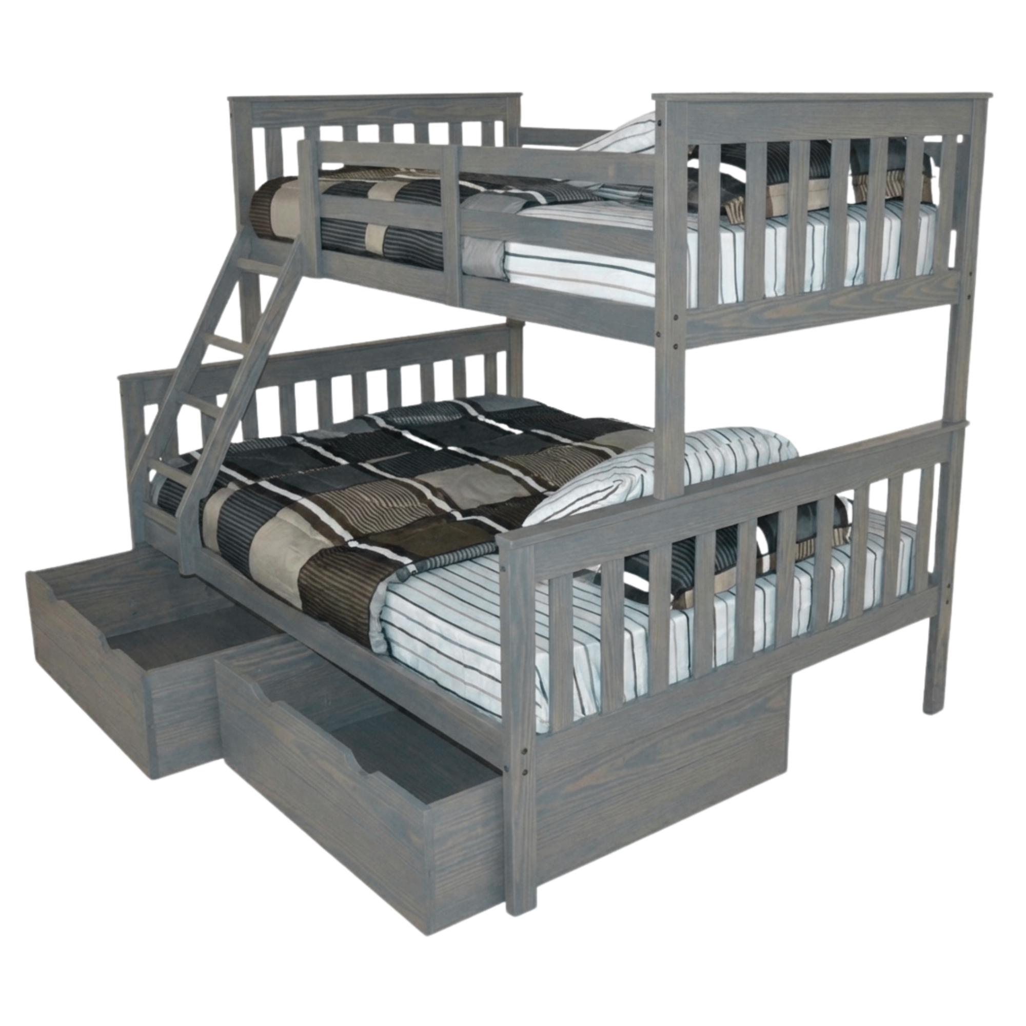 Versaloft Mission Amish Made Twin-Over-Full Bunk Bed Frame with 2-Piece Drawers