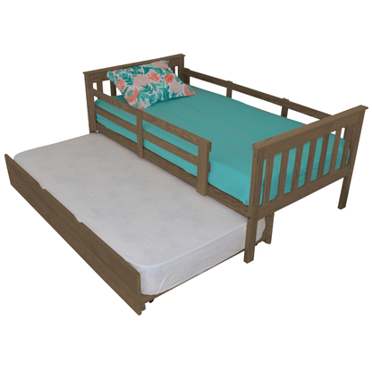 Versaloft Mission Amish Made Kids Bed Frame with Guardrails and Trundle Unit