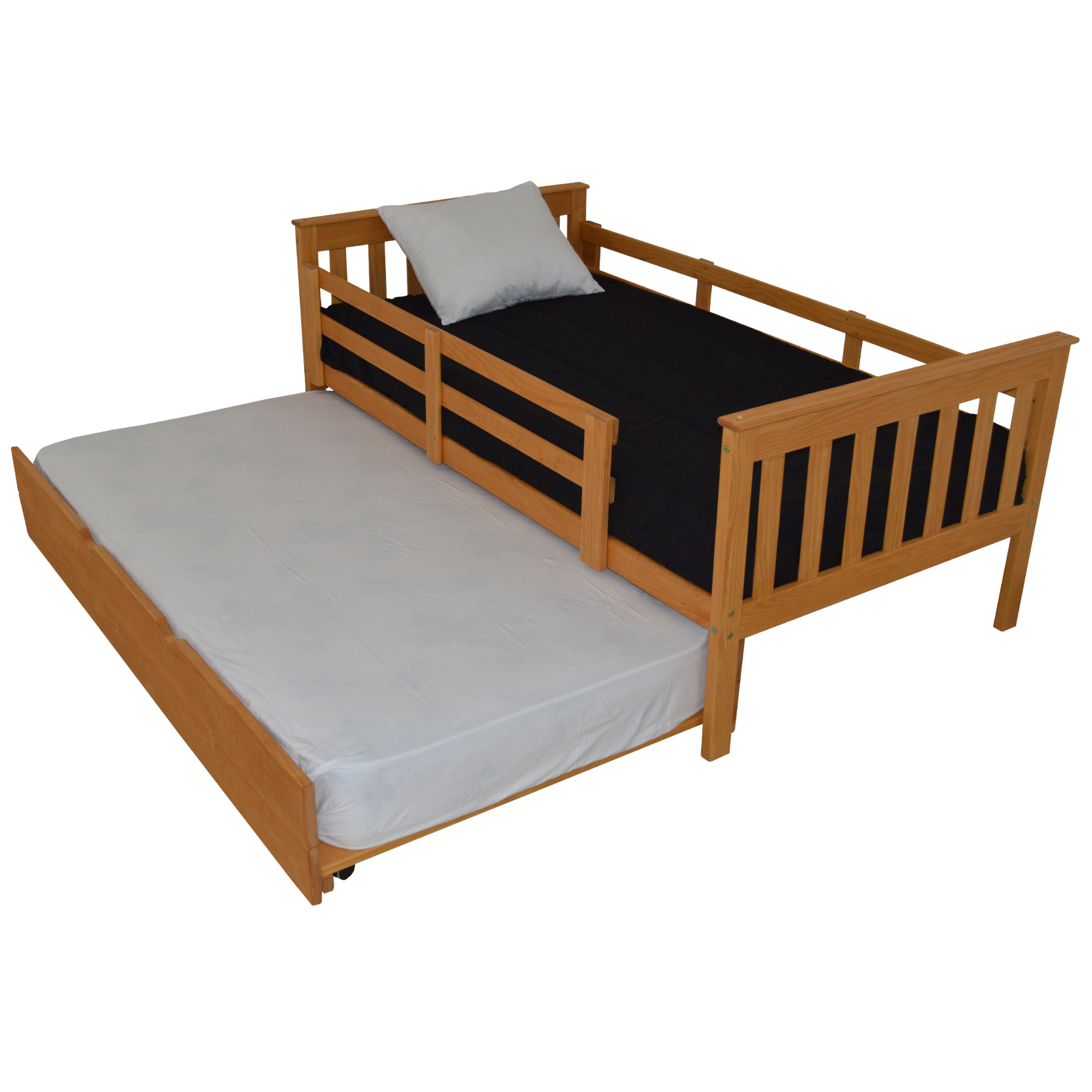Versaloft Mission Amish Made Kids Bed Frame with Guardrails and Trundle Unit