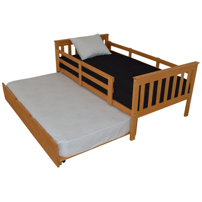 Versaloft Mission Amish Made Kids Bed Frame with Guardrails and Trundle Unit