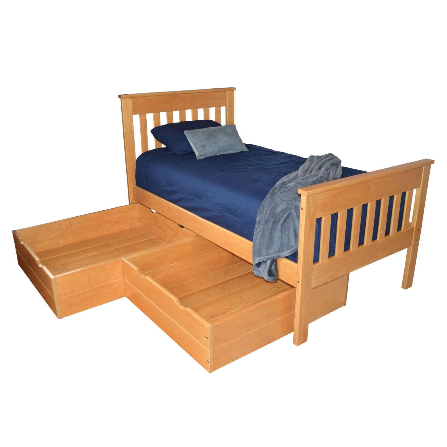 Versaloft Harmony Amish Made Bed Frame with 2-Piece Drawers
