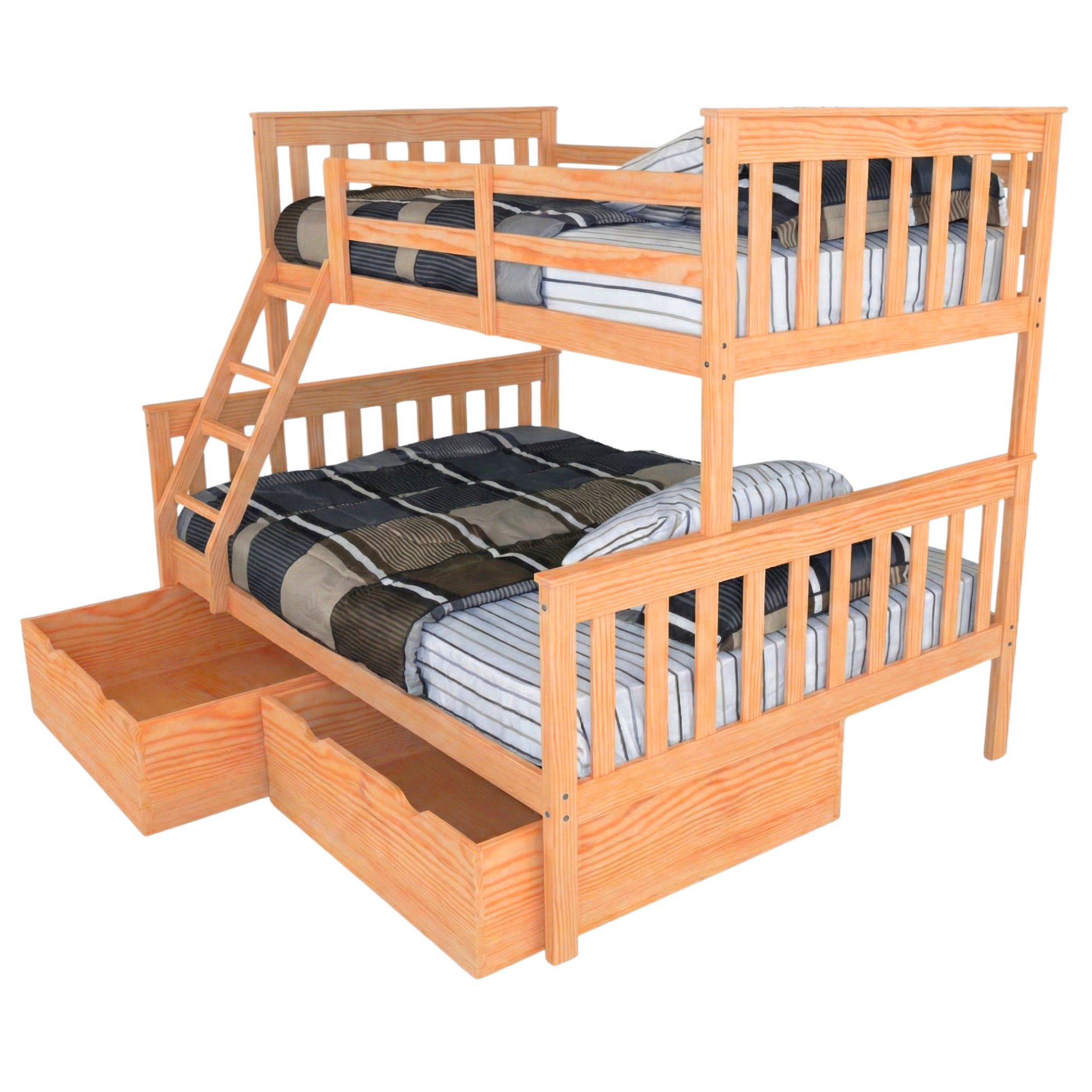 Versaloft Mission Amish Made Twin-Over-Full Bunk Bed Frame with 2-Piece Drawers