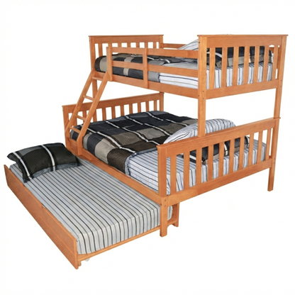 Versaloft Mission Amish Made Twin-Over-Full Bunk Bed Frame with Trundle Unit