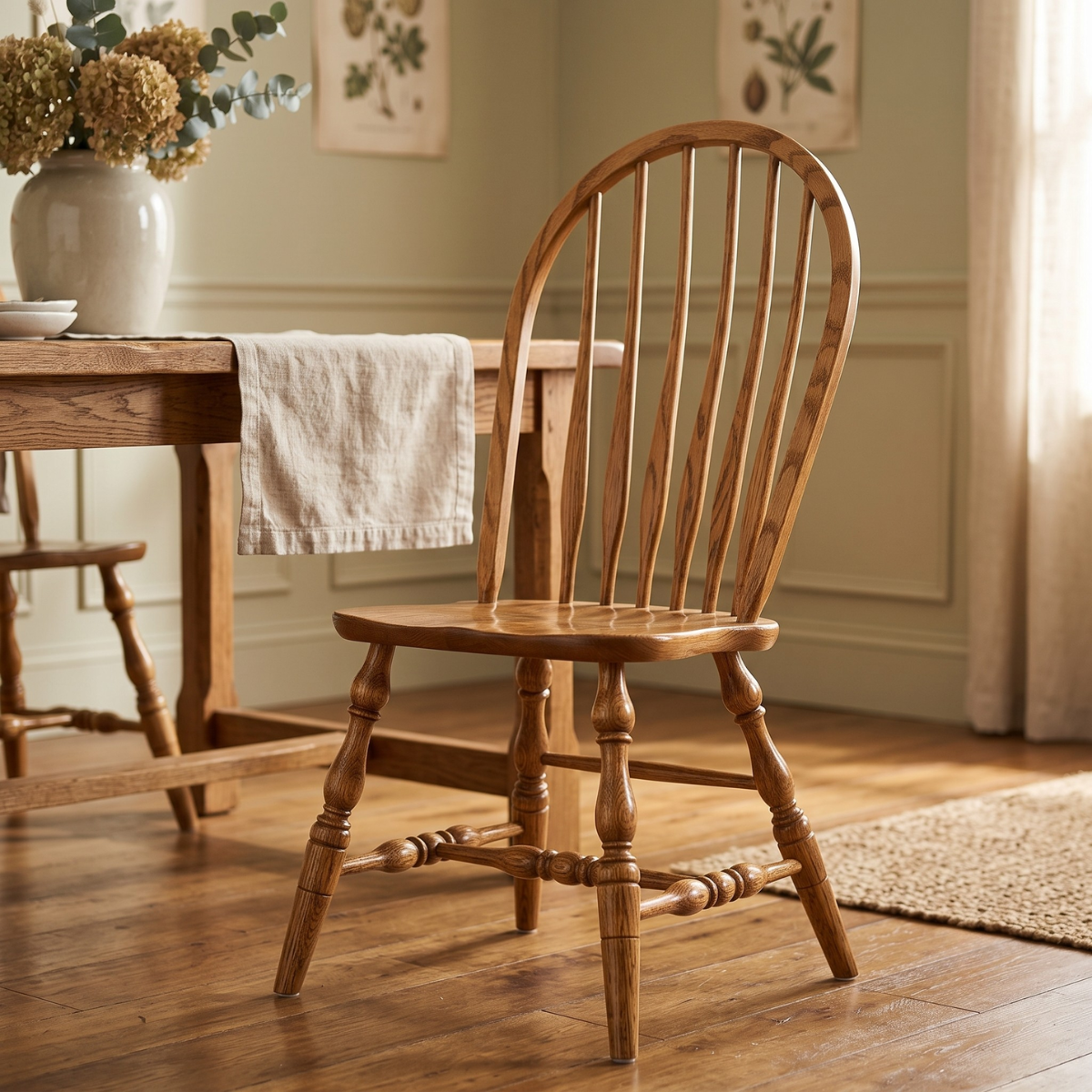 Hoosier Timbercraft Bent Bow Back Amish Oak Dining Chair