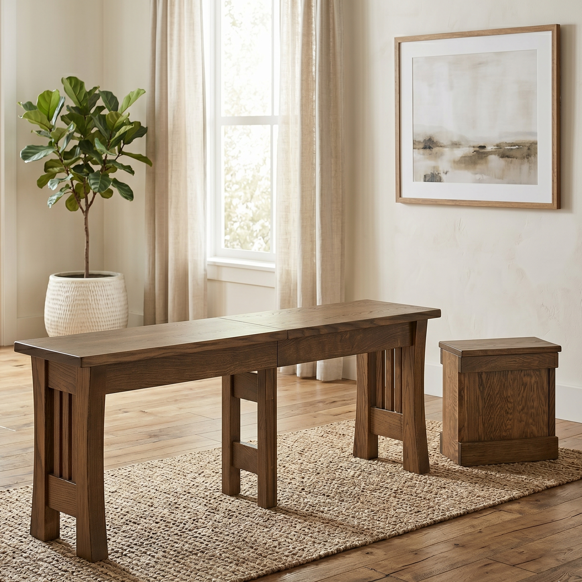 Hoosier Timbercraft Burr Brown Maple Dining Bench