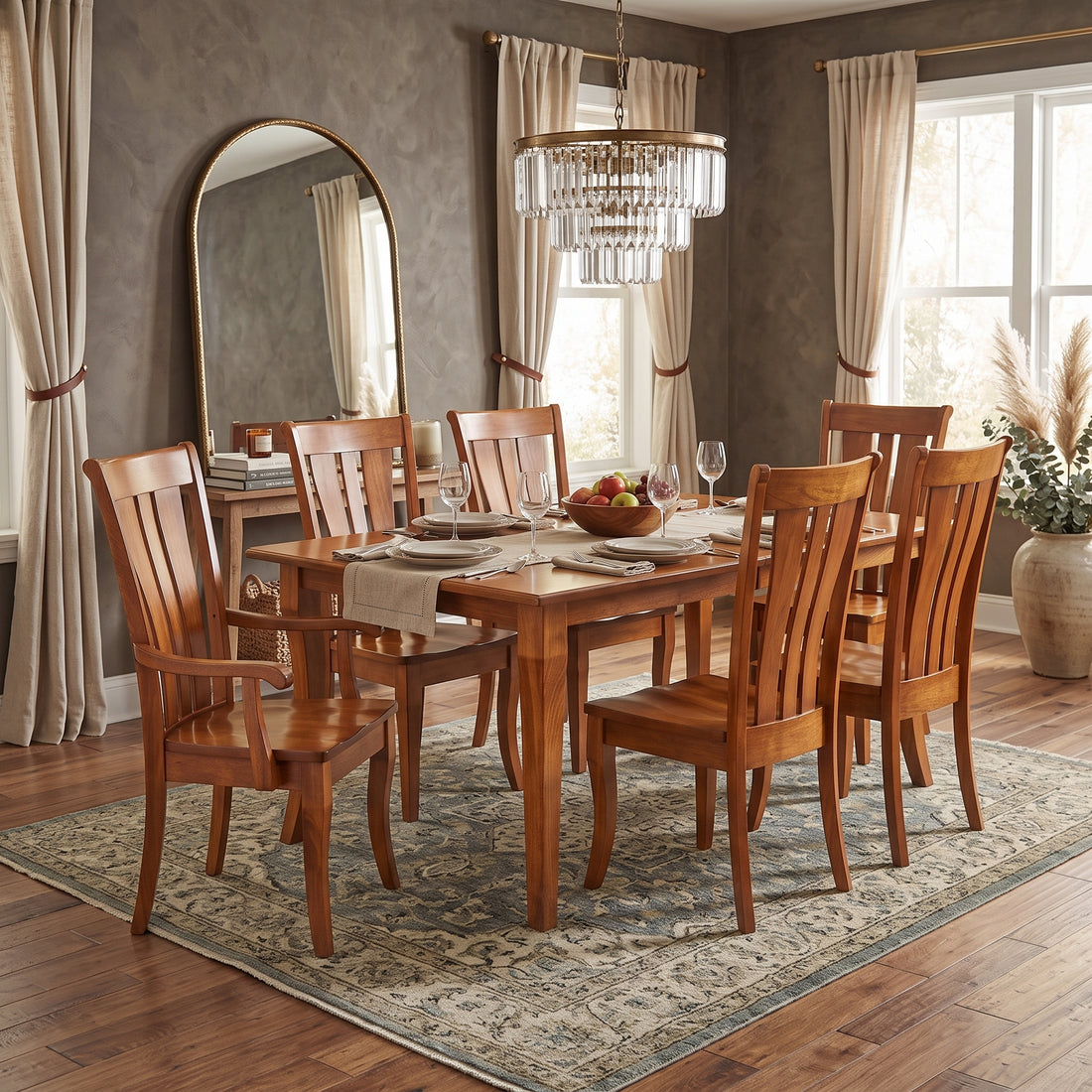 Hoosier Timbercraft Brighton 7-Piece Cherry Dining Set, Malaguania Stain