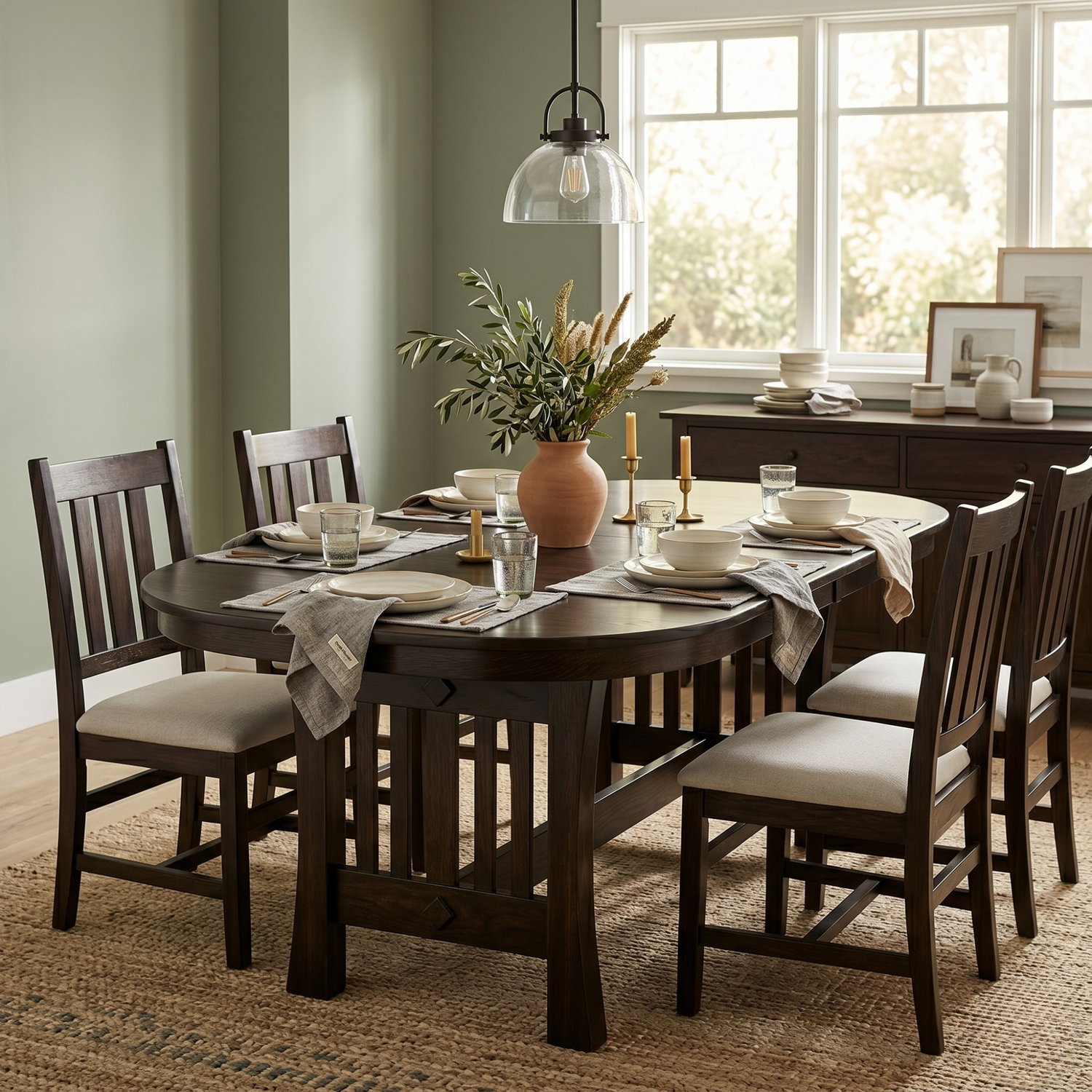 Hoosier Timbercraft Burr Brown Maple Trestle Table