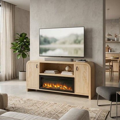 Hoosier Timbercraft Crestview Brown Maple Fireplace in Unfinished with Driftwood Insert