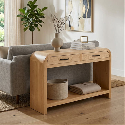 Hoosier Timbercraft Crestview Brown Maple Sofa Table in Granola