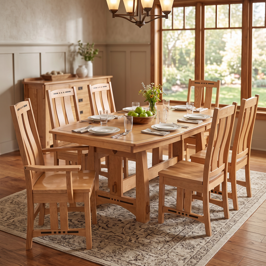 Hoosier Timbercraft Georgetown 7-Piece White Oak Dining Set